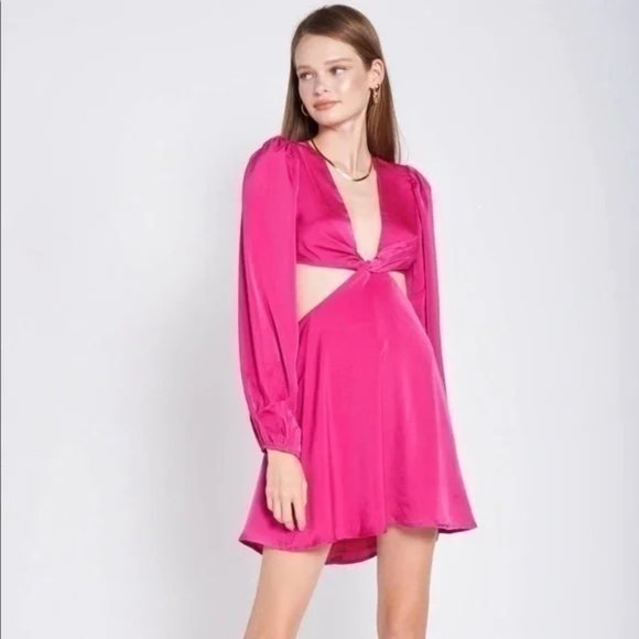 Emory Park Satin Mini Dress in Fuschia - Picture 1 of 4